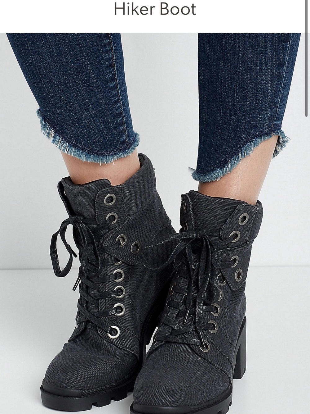 Women’s Gray Hiker Boot - Lace-Up Chunky Heel